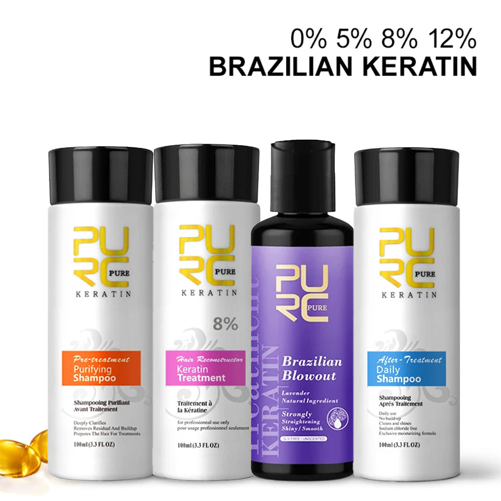 Hair Care Keratin Shampoo - PURC ケラチントリートメントシャンプーコンディショナー縮毛矯正製品スムージング修復ヘアマスク縮毛矯正ケア