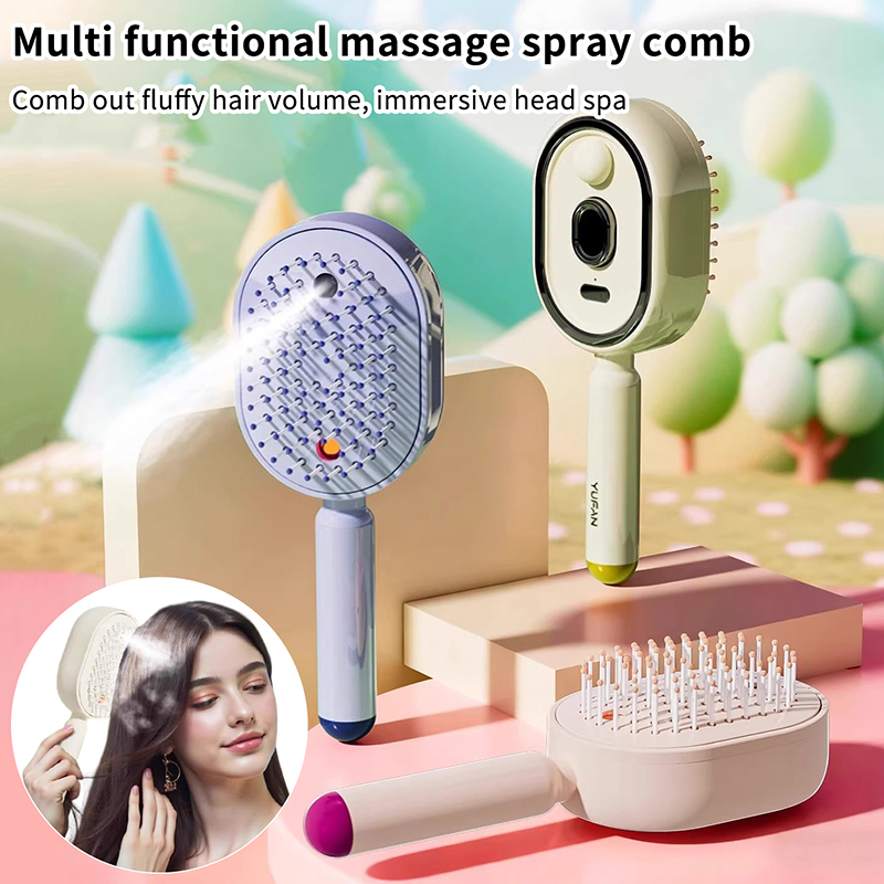 Hair Care Oil - 多機能マッサージコーム、電動スプレーエアクッション頭皮マッサージ器、セルフクリーニングエッセンシャルオイルヘアケアコーム、女性へのギフト