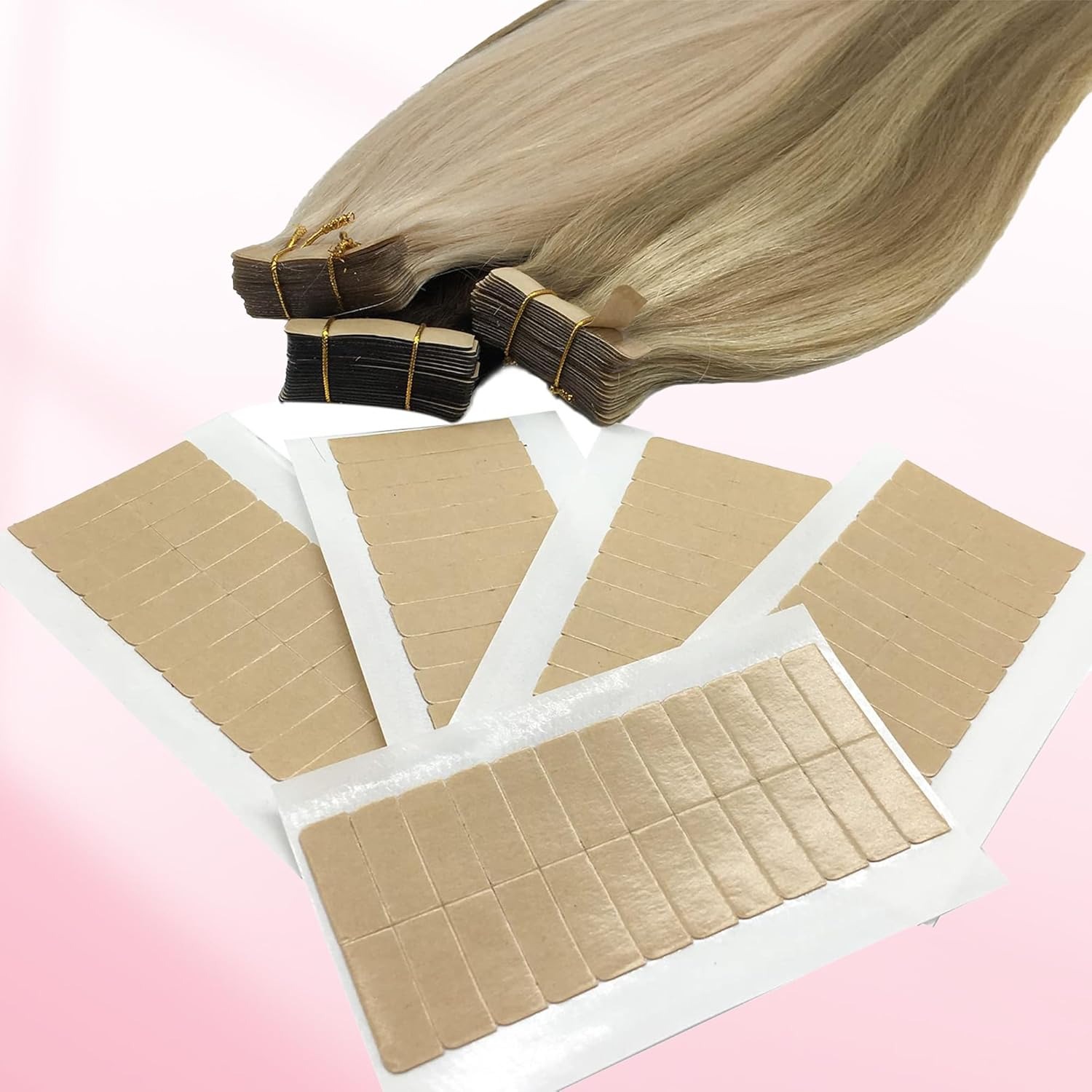Hair Extension Tape In - 72タブ（6枚）ヘアエクステンションテープ両面粘着交換テーププロ仕様強力テープ（テープ式ヘアエクステンション用）