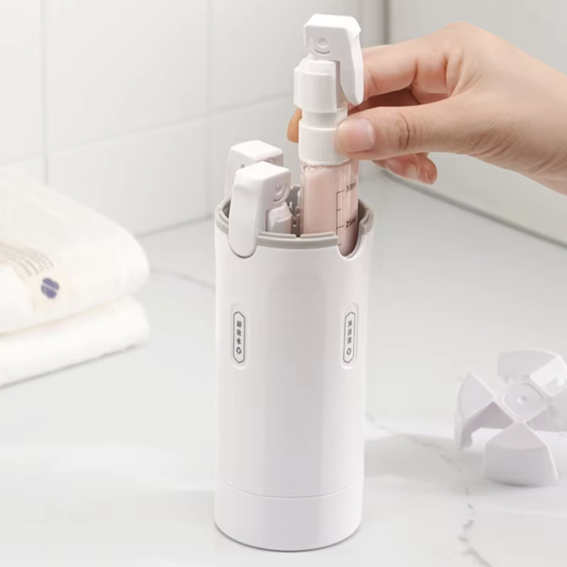 Dry Shampoo Travel - 香水、シャンプー、コンディショナー、ローション用の4 in 1携帯用漏れ防止トラベルボトルディスペンサーセット