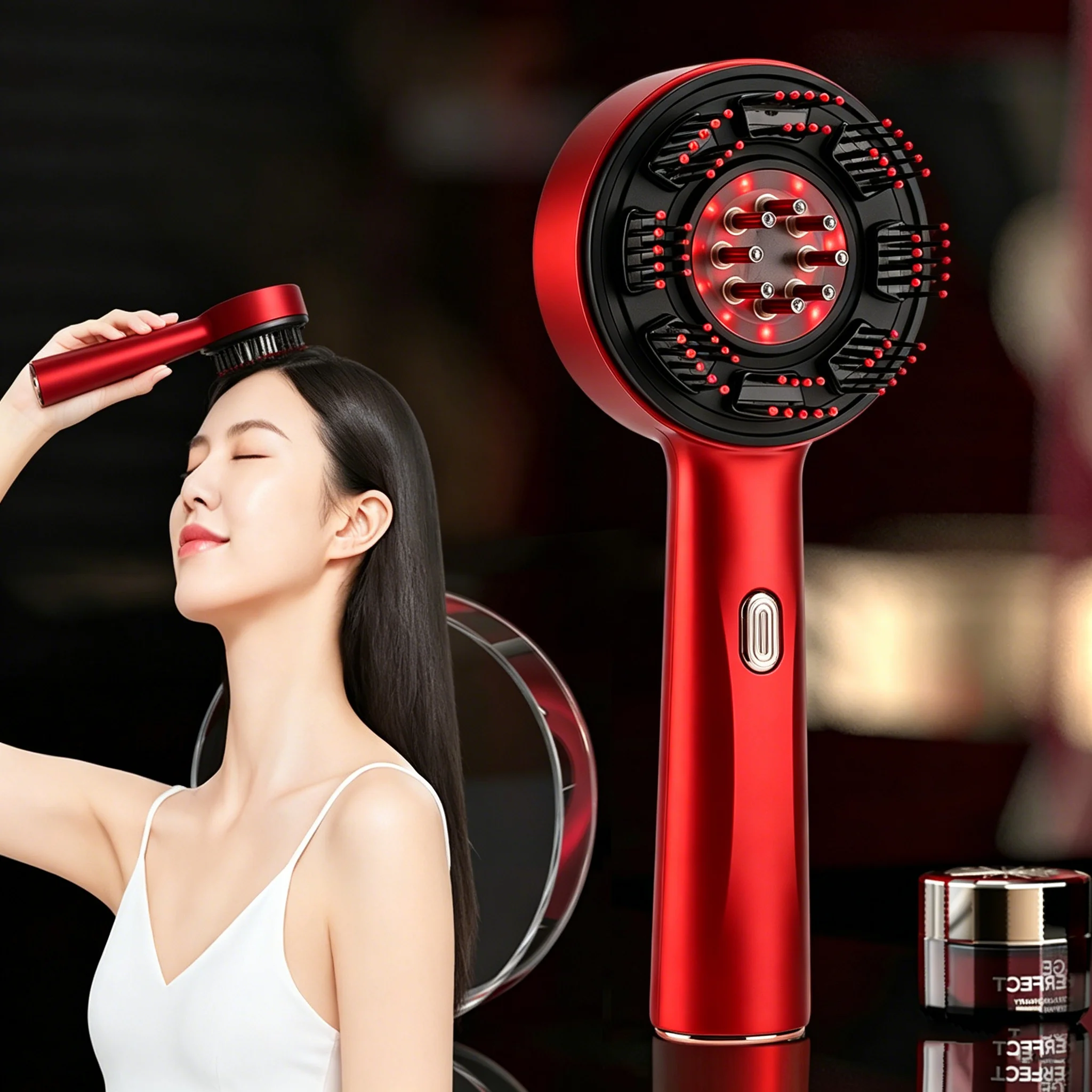 Hair Care Oil - 電動マッサージコーム ポータブル毛包コーム 頭皮オイル液塗布器 振動ヘッドマッサージャー 育毛ケア 脱毛防止ケア