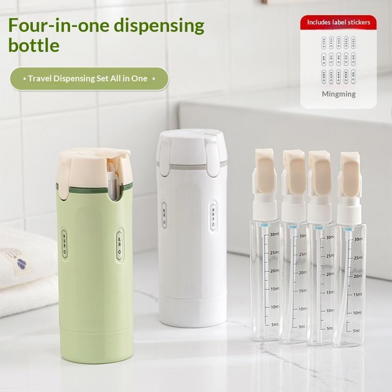 Dry Shampoo Travel - 漏れ防止4in1詰め替え式トラベルボトルセット、シャンプー、香水、化粧品、ビジネス旅行用ポータブルディスペンサーキット