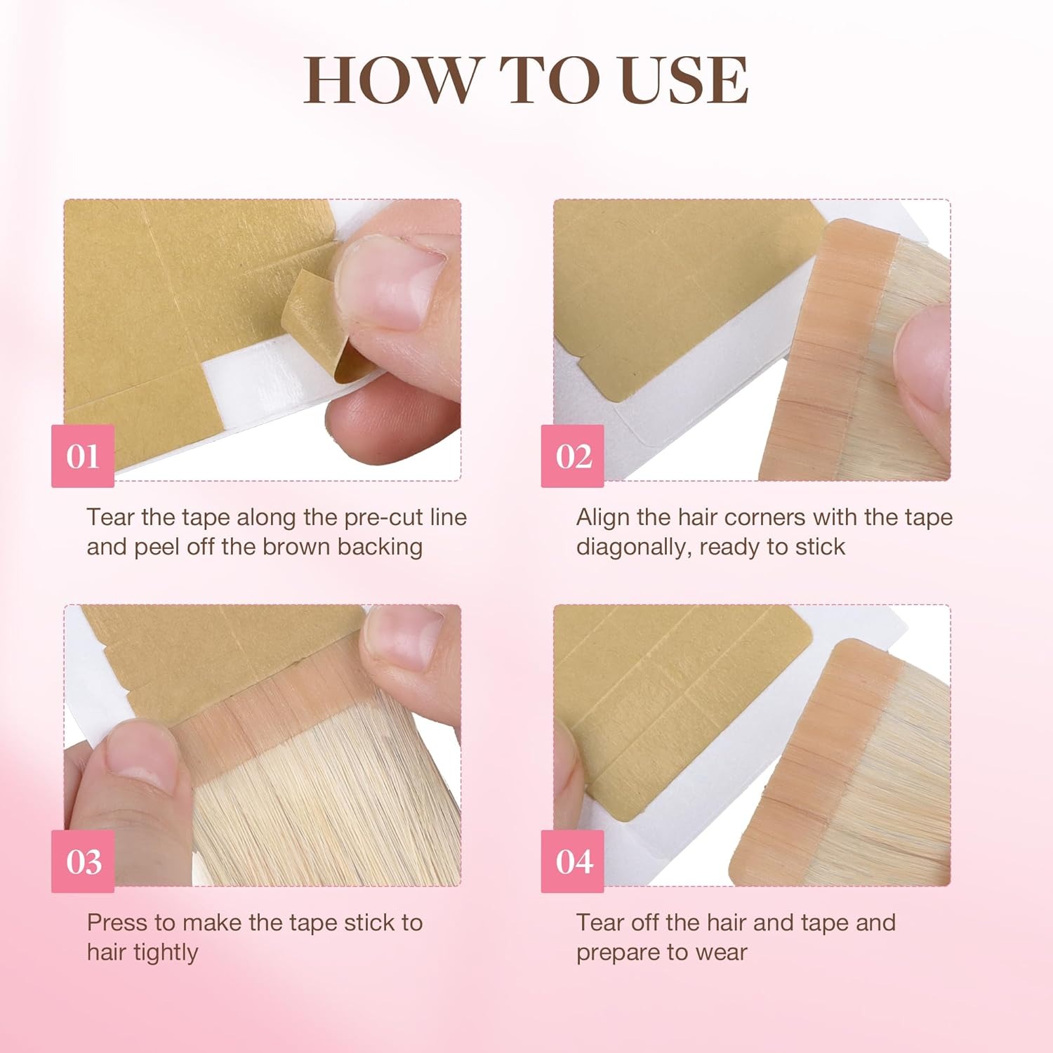 72タブ（6枚）ヘアエクステンションテープ両面粘着交換テープ - Hair Extension Tape In のレビューと価格